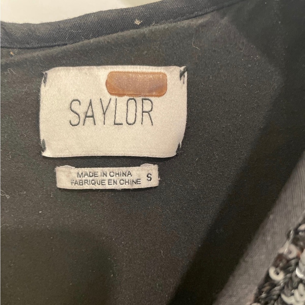 Black Sequins v-neck dress by Saylor from Revolve - Picture 7 of 8